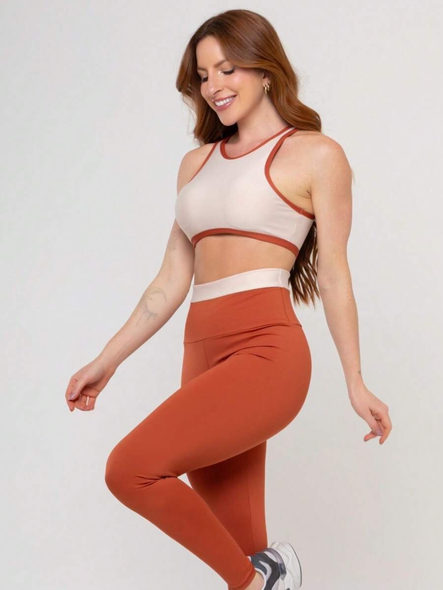 Conjunto Fitness Feminino Top e Calça Legging Cintura Alta